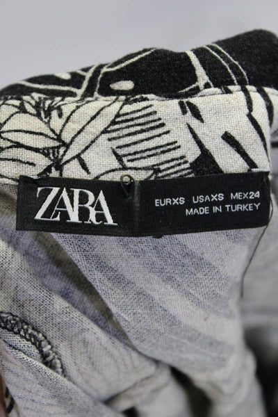 Zara Womens Floral Printed Knit Dresses Black White Size XS Small Lot 2
