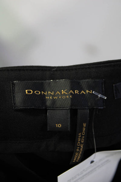 Donna Karan Womens Cotton Hook & Eye Zipped Straight Dress Pants Black Size 10