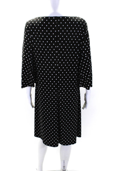 Lauren Ralph Lauren Womens Half Sleeve Scoop Neck Polka Dot Dress Black Size 10