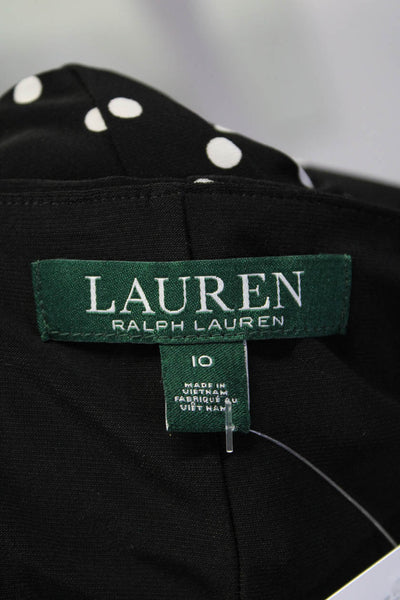 Lauren Ralph Lauren Womens Half Sleeve Scoop Neck Polka Dot Dress Black Size 10