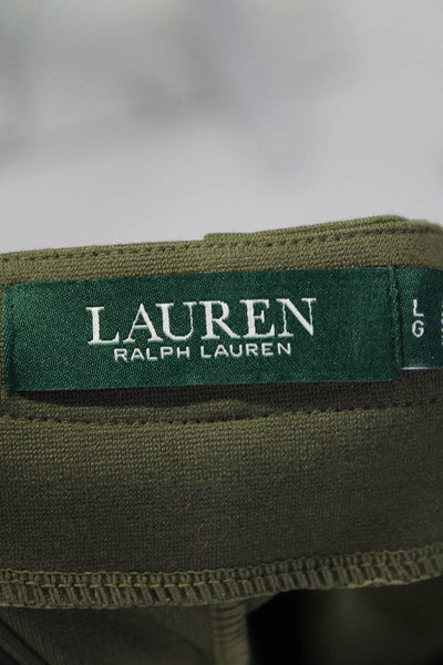 Lauren Ralph Lauren Womens Short Sleeve Lace Up V Neck Shift Dress Green Large