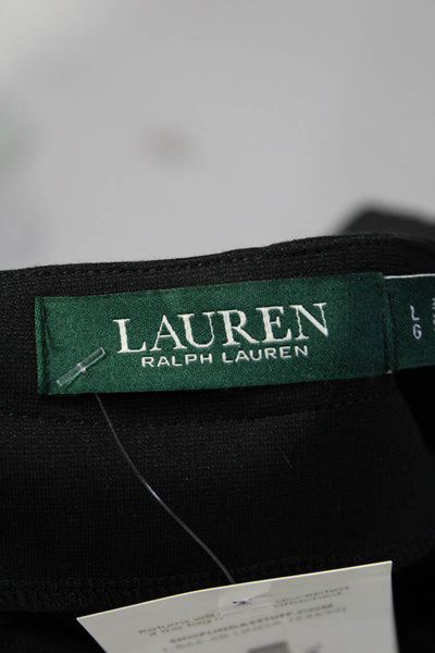 Lauren Ralph Lauren Womens Short Sleeve Lace Up V Neck Shift Dress Black Large