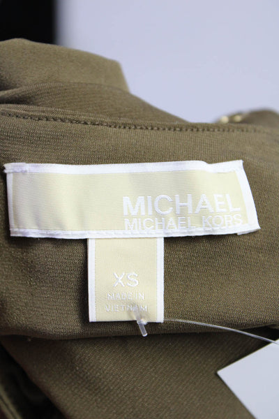 Michael Michael Kors Womens Back Zip Lace Up V Neck Wide Leg Jumpsuit Brown XS