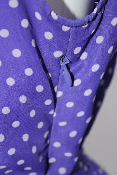 Donna Karan New York Womens Ruffled Polka Dot Belted Dress Purple Size 4