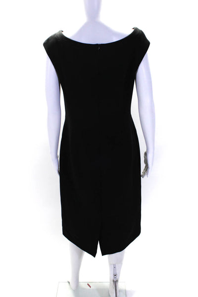 Barneys New York Womens Back Zip Sleeveless Boat Neck Sheath Dress Black Size 10