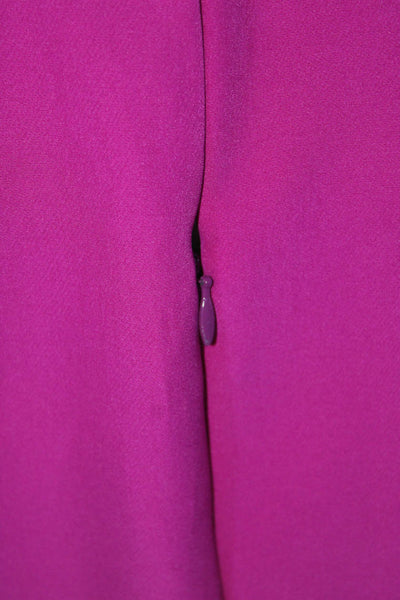 Milly Womens Back Zip 3/4 Sleeve V Square Neck Sheath Dress Purple Size 4