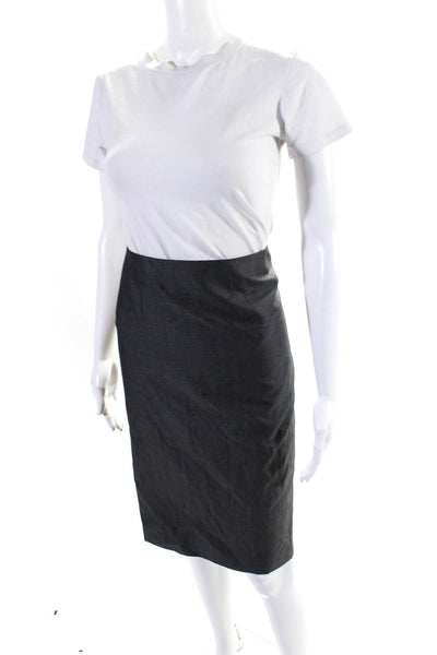 Marlowe Womens Back Zip Knee Length Ruffle Trim Pencil Skirt Gray Size 46