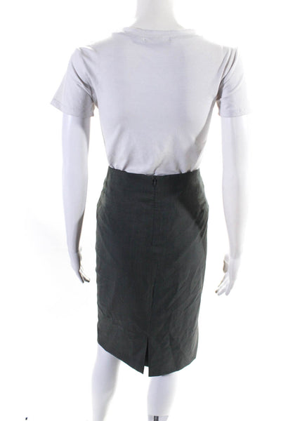 Marlowe Womens Wool Back Zip Embellished Pencil Skirt Green Size 46