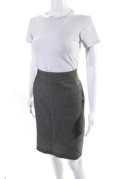 Max Mara Womens Wool Knee Length Pleated Pencil Skirt Gray Size 8