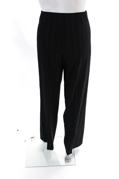 Armani Collezioni Womens Wide Leg Pinstripe Dress Pants Black Size 8
