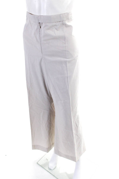 Marlowe Womens Wool Front Zip Wide Leg High Rise Dress Pants Beige Size 46/12