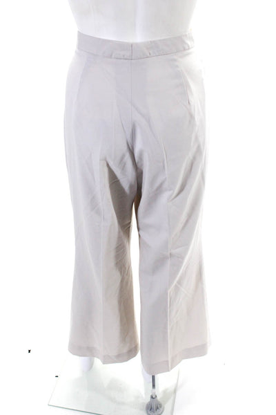 Marlowe Womens Wool Front Zip Wide Leg High Rise Dress Pants Beige Size 46/12