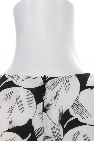 Raey Womens Silk Leaf Print Short Sleeve A Line Maxi Dress Black White Size 12