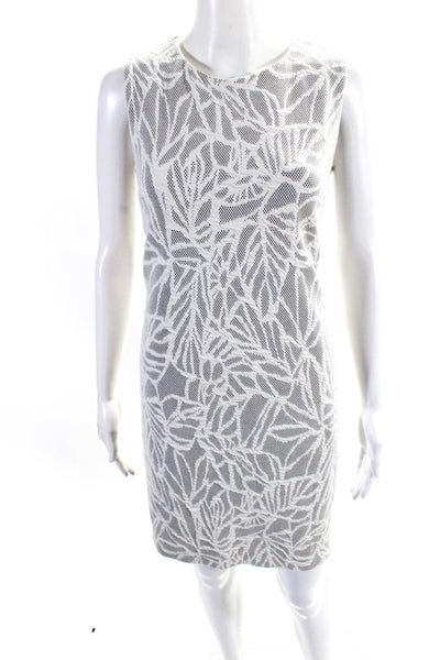 Boss Hugo Boss Womens Abstract Print Sleeveless Sheath Dress White Size M