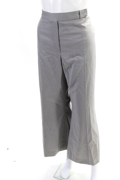 Marlowe Womens Wool Front Zip Wide Leg High Rise Dress Pants Taupe Size 46/12