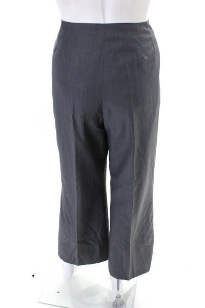 Marlowe Womens Wool Front Zip Wide Leg High Rise Dress Pants Gray Size 46/12