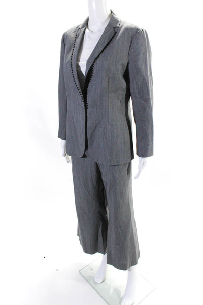 Marlowe Womens Single Breasted Polka Dot 2 Piece Pants Suit Gray Size 46
