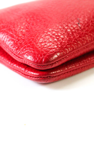 Coach Womens Leather Double Zip Wristlet Wallet Red Size S