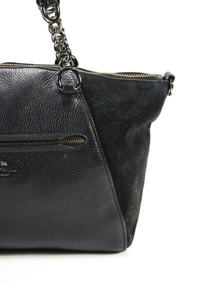 Coach Womens Leather Suede Chain Strap Detachable Crossbody Bag Black Size S