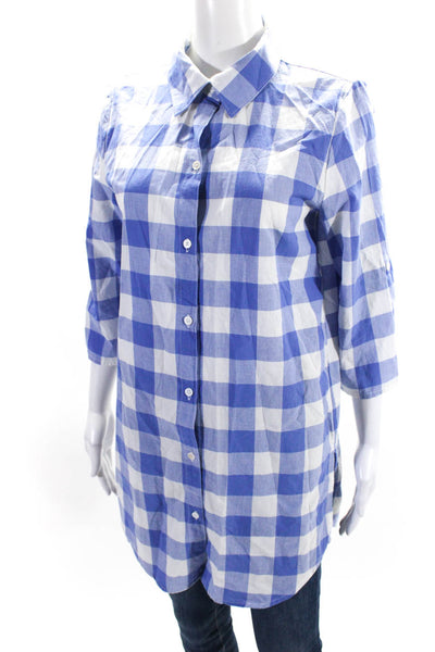 Nanette Lepore Women's Collared Long Sleeves Button Down Plaid Tunic Size S