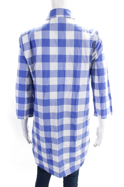 Nanette Lepore Women's Collared Long Sleeves Button Down Plaid Tunic Size S