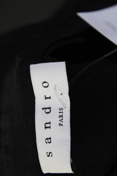 Sandro Women's Collared Short Sleeves Studs Mini Dress Black Size S