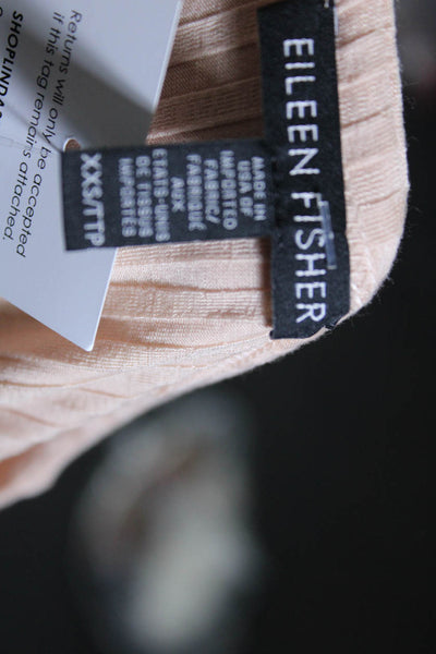 Eileen Fisher Women's V-Neck Short Sleeves Ribbed Midi Dress Beige Size XXS