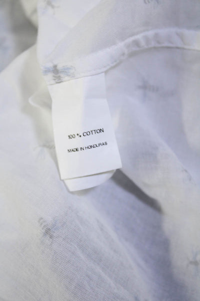 Ann Mashburn Womens White Cotton Bee Print Henley Long Sleeve Blouse Top Size M