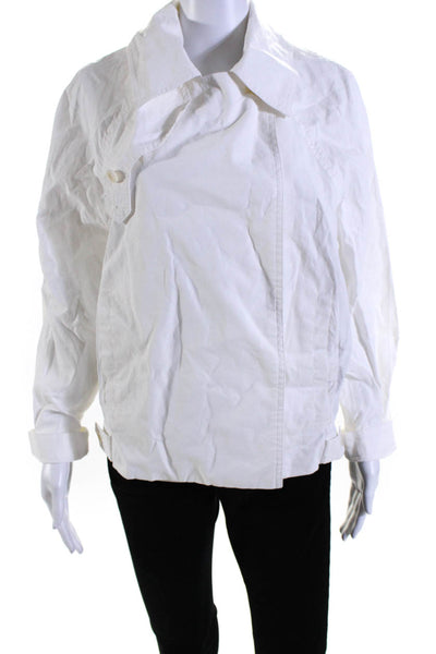 COS Womens Solid White Linen Collar Long Sleeve Jacket Size 4