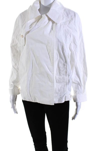 COS Womens Solid White Linen Collar Long Sleeve Jacket Size 4
