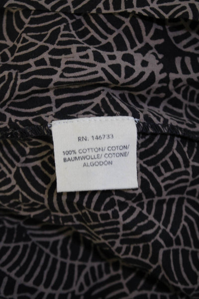 Mirth Womens Black Brown Cotton Printed V-Neck Long Sleeve Shift Dress Size S