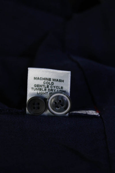 Xirena Womens Navy Blue Cotton Collar Button Down Long Sleeve Romper Size XS