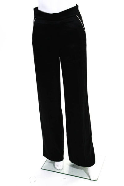 Wilfred Womens Side Zip High Rise Pleated Wide Leg Satin Pants Black Size 4