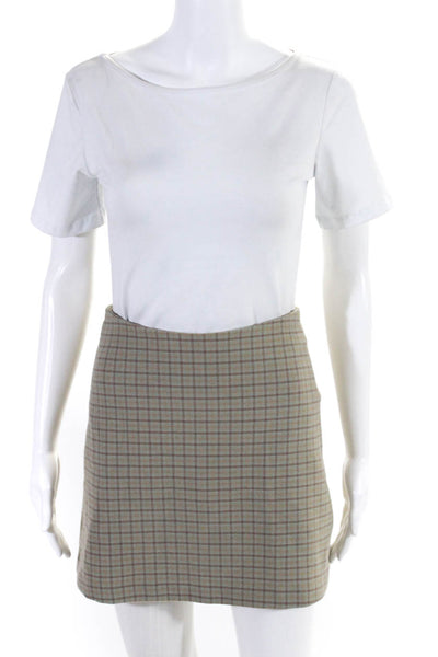 Wilfred Womens Back Zip Plaid Mini A Line Skirt Brown Size 2