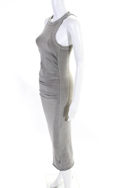 James Perse Womens Sleeveless Crew Neck Ruched Tank Dress Gray Cotton Size 1