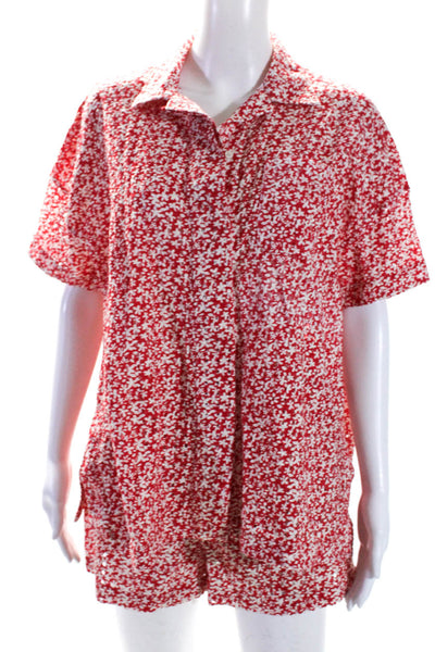 Solid & Striped Women's Short Sleeves Button Down Two Piece Floral Set Size XS