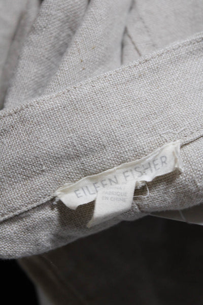 Eileen Fisher Womens Linen Mock Neck Snap Front Long Blouse Shacket Beige Size S