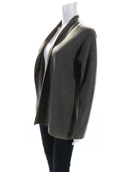 Eileen Fisher Womens Merino Wool Knit Open Front Cardigan Sweater Gray Size M