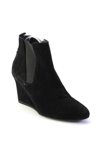 Lanvin Womens Wedge Heel Suede Chelsea Ankle Boots Black Size 39 9
