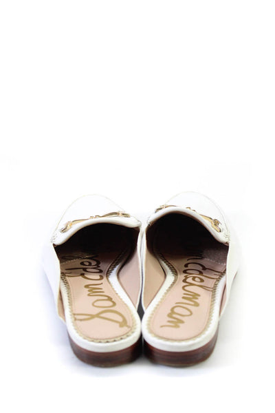 Sam Edelman Women's Leather Embellish Slip-On Flat Mules Sandals White Size 6