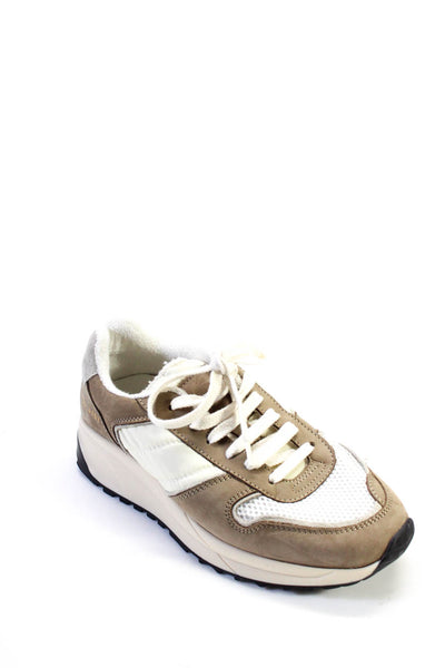 Woman by Common Projects Womens Round Toe Lace Up Low Top Sneakers Tan Size 7.5