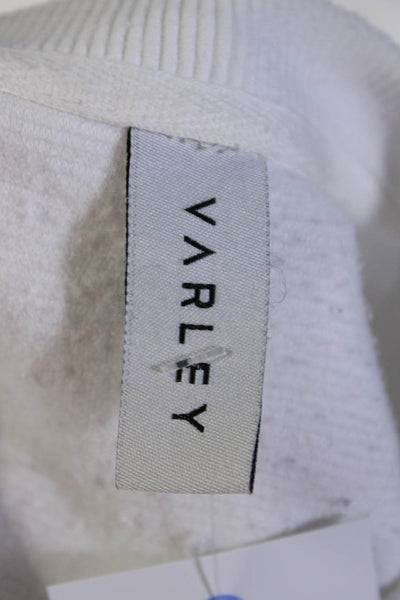 Varley Womens Side Zip Ribbed Crew Neck Sweatshirt White Size Small