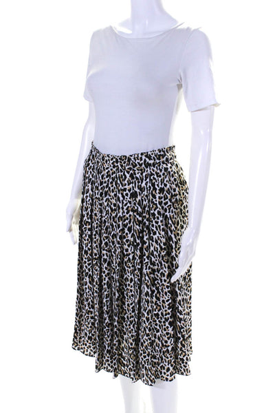 J Crew Women's Hook Closure Pleated Flare Midi Skirt Animal  Print Skirt Size 4