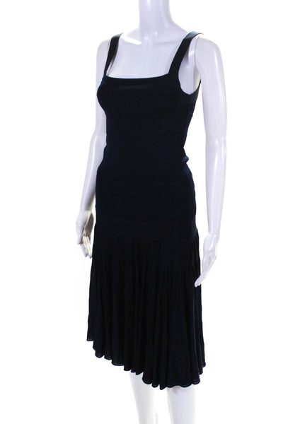 Ralph Lauren Black Label Womens Knit Drop Waist Midi Dress Navy Blue Size Small