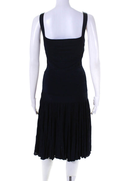 Ralph Lauren Black Label Womens Knit Drop Waist Midi Dress Navy Blue Size Small