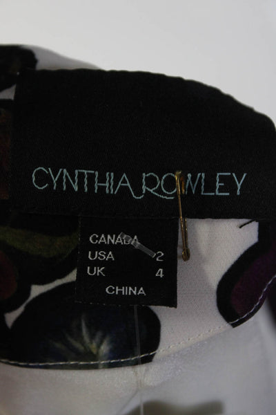 Cynthia Rowley Women Long Sleeve Floral Crew Neck Sheath Dress Multicolor Size 2
