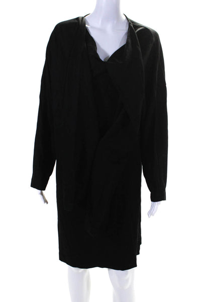 COS Womens Cowl Neck Jersey Long Sleeve Knit Shift Dress Black Size Small