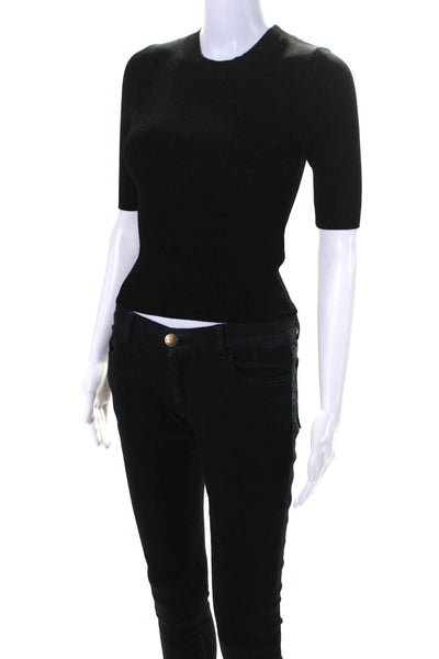 Dion Lee Womens Ribbed Half Sleeve Crew Neck Sweater Black Size Small