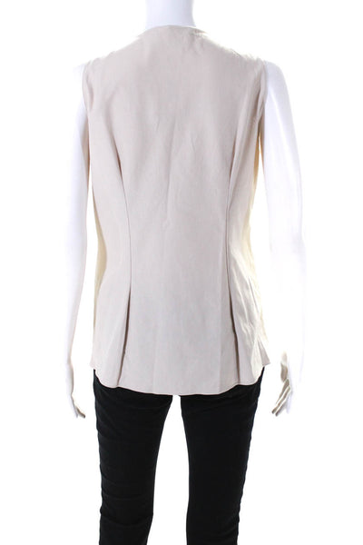 Marni Womens V Neck Sleeveless Ruffle Collar Top Blouse Beige Size IT 42