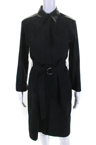 Boss Hugo Boss Womens Side Zip Collared Belted Dress Black Cotton Size 6
